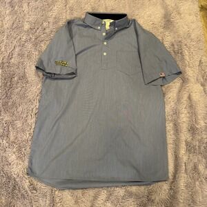 Waffle House Blue Employee Uniform Short Sleeve Shirt Size Large Logo and Flag